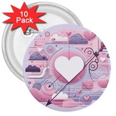 Heart Love Minimalist Design 3  Buttons (10 Pack)  by Bedest