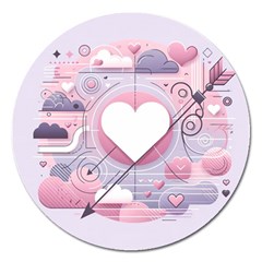 Heart Love Minimalist Design Magnet 5  (round) by Bedest