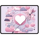 Heart Love Minimalist Design Two Sides Fleece Blanket (Large) 80 x60  Blanket Front