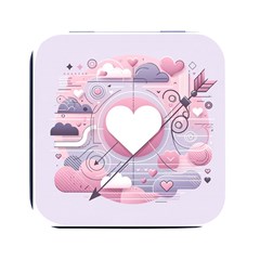 Heart Love Minimalist Design Square Metal Box (black) by Bedest