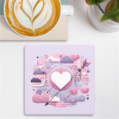 Heart Love Minimalist Design Uv Print Square Tile Coaster  by Bedest