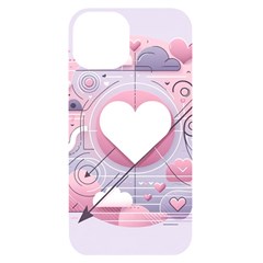 Heart Love Minimalist Design Iphone 14 Black Uv Print Case by Bedest