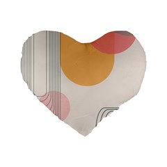 Lines Boho Poster Contemporary Standard 16  Premium Flano Heart Shape Cushions by Bedest