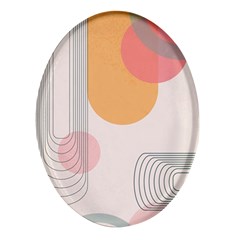 Lines Boho Poster Contemporary Oval Glass Fridge Magnet (4 Pack) by Bedest