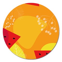 Watermelon Flower Magnet 5  (round) by Bedest