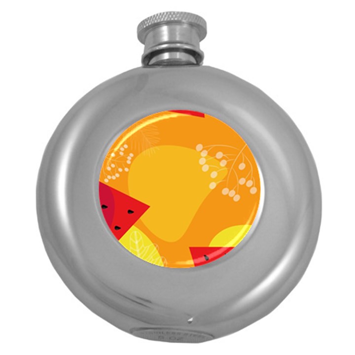 Watermelon Flower Round Hip Flask (5 oz)