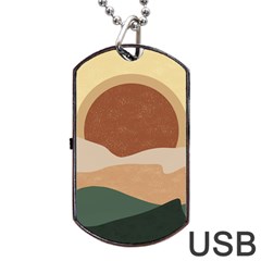 Sunrise Sunset Desert Wall Art Dog Tag Usb Flash (one Side) by Bedest