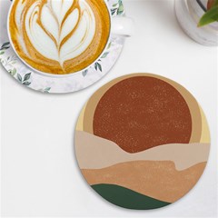 Sunrise Sunset Desert Wall Art Uv Print Round Tile Coaster by Bedest