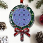 Floral Seamless Pattern Metal X Mas Lollipop with Crystal Ornament Front