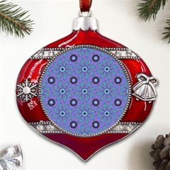 Floral Seamless Pattern Metal Snowflake And Bell Red Ornament by Ket1n9