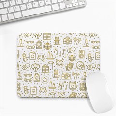 Birthday Party Seamless Pattern Gold Party Decor Elements Birthday Cake Gift Confetti Festive Event Small Mousepad by Ket1n9