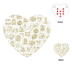 Birthday Party Seamless Pattern Gold Party Decor Elements Birthday Cake Gift Confetti Festive Event Playing Cards Single Design (heart) by Ket1n9