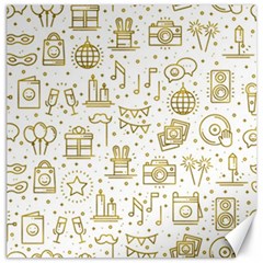 Birthday Party Seamless Pattern Gold Party Decor Elements Birthday Cake Gift Confetti Festive Event Canvas 20  X 20  by Ket1n9