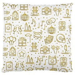 Birthday Party Seamless Pattern Gold Party Decor Elements Birthday Cake Gift Confetti Festive Event Standard Premium Plush Fleece Cushion Case (one Side) by Ket1n9