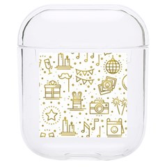 Birthday Party Seamless Pattern Gold Party Decor Elements Birthday Cake Gift Confetti Festive Event Hard Pc Airpods 1/2 Case by Ket1n9