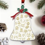 Birthday Party Seamless Pattern Gold Party Decor Elements Birthday Cake Gift Confetti Festive Event Metal Holly Leaf Bell Ornament Front