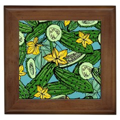 Seamless Pattern With Cucumber Slice Flower Colorful Hand Drawn Background With Vegetables Wallpaper Framed Tile by Ket1n9