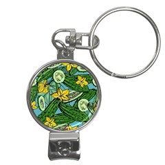 Seamless Pattern With Cucumber Slice Flower Colorful Hand Drawn Background With Vegetables Wallpaper Nail Clippers Key Chain