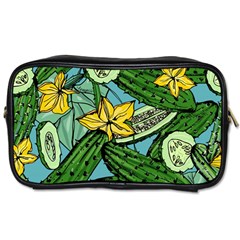 Seamless Pattern With Cucumber Slice Flower Colorful Hand Drawn Background With Vegetables Wallpaper Toiletries Bag (one Side) by Ket1n9