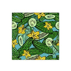 Seamless Pattern With Cucumber Slice Flower Colorful Hand Drawn Background With Vegetables Wallpaper Satin Bandana Scarf 22  X 22  by Ket1n9