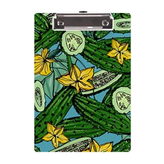 Seamless Pattern With Cucumber Slice Flower Colorful Hand Drawn Background With Vegetables Wallpaper A5 Acrylic Clipboard by Ket1n9