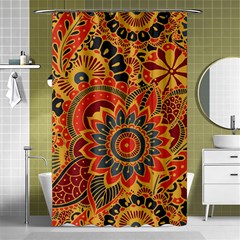 Bright Seamless Pattern With Paisley Mehndi Elements Hand Drawn Wallpaper With Floral Traditional In Shower Curtain 48  X 72  (small)  by Ket1n9