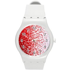 Christmas New Year Snowflake Deer Round Plastic Sport Watch (m) by Ndabl3x