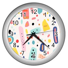 Abstract Seamless Colorful Pattern Wall Clock (silver) by Ndabl3x