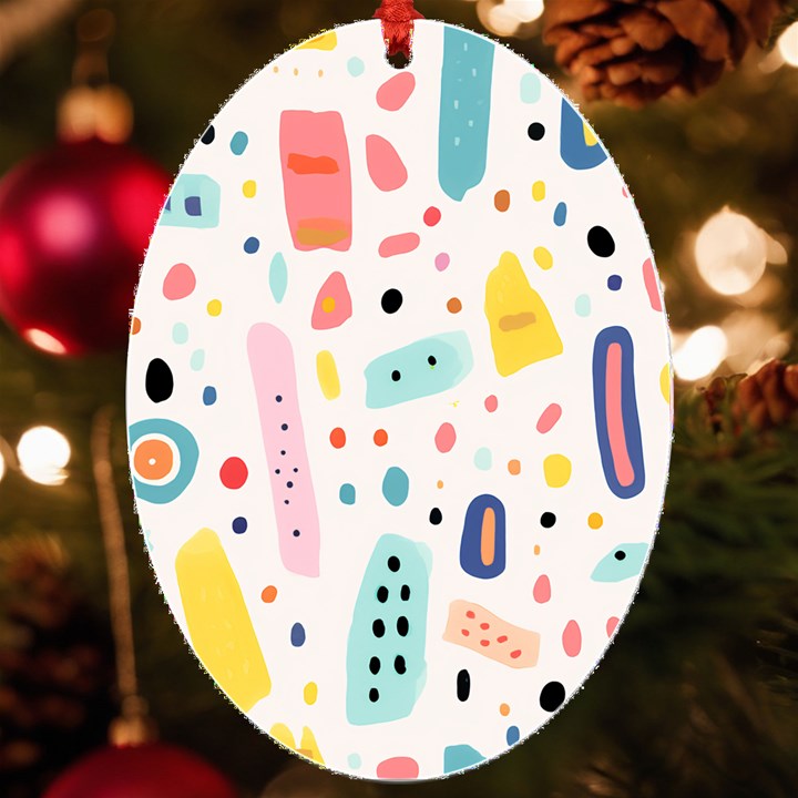 Abstract Seamless Colorful Pattern UV Print Acrylic Ornament Oval