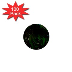 Circuits Circuit Board Green Technology 1  Mini Magnets (100 Pack)  by Ndabl3x