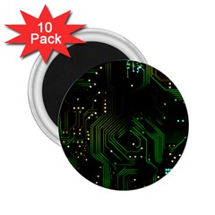 Circuits Circuit Board Green Technology 2 25  Magnets (10 Pack)  by Ndabl3x