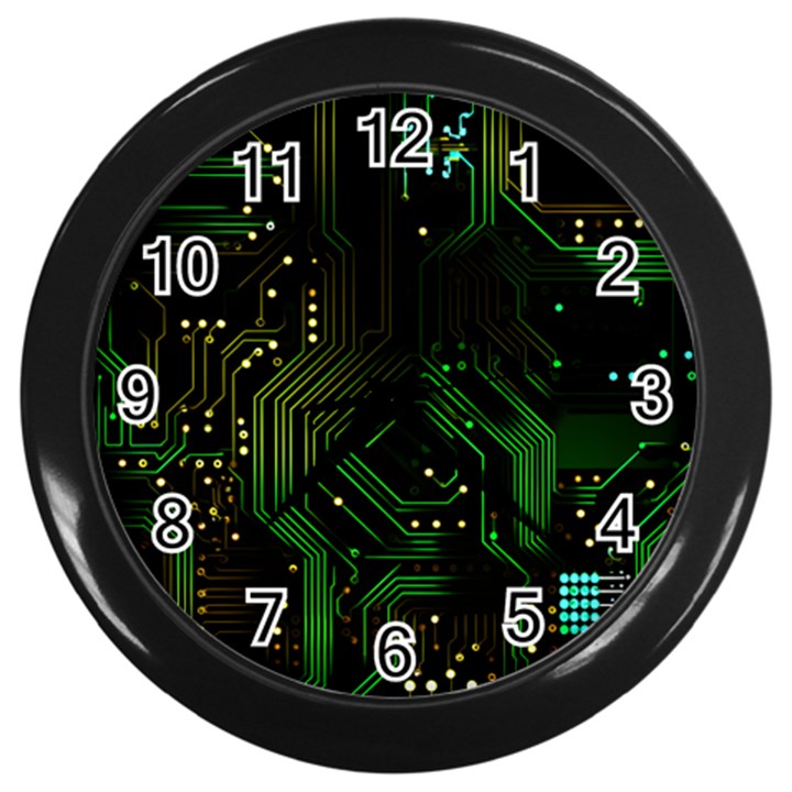 Circuits Circuit Board Green Technology Wall Clock (Black)