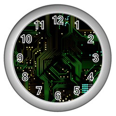 Circuits Circuit Board Green Technology Wall Clock (silver) by Ndabl3x