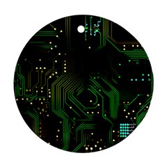 Circuits Circuit Board Green Technology Round Ornament (two Sides) by Ndabl3x