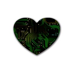 Circuits Circuit Board Green Technology Rubber Heart Coaster (4 Pack) by Ndabl3x