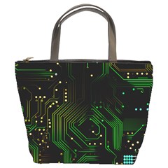 Circuits Circuit Board Green Technology Bucket Bag by Ndabl3x