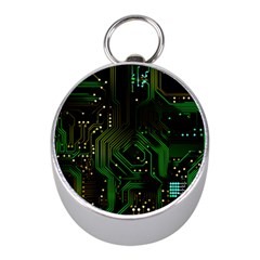 Circuits Circuit Board Green Technology Mini Silver Compasses by Ndabl3x