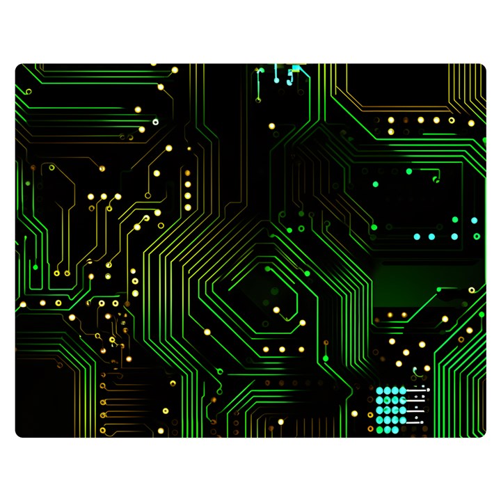 Circuits Circuit Board Green Technology Two Sides Premium Plush Fleece Blanket (Medium)