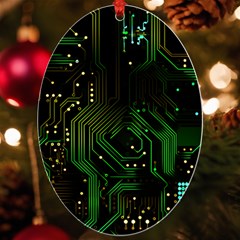 Circuits Circuit Board Green Technology Uv Print Acrylic Ornament Oval by Ndabl3x