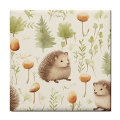 Hedgehog Mushroom Tile Coaster by Ndabl3x