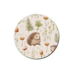 Hedgehog Mushroom Rubber Coaster (round) by Ndabl3x