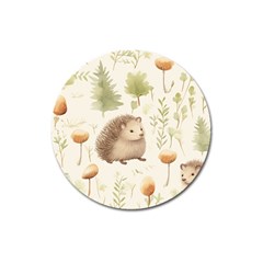 Hedgehog Mushroom Magnet 3  (round) by Ndabl3x