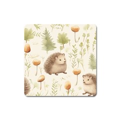 Hedgehog Mushroom Square Magnet by Ndabl3x