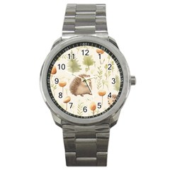 Hedgehog Mushroom Sport Metal Watch by Ndabl3x