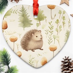 Hedgehog Mushroom Heart Ornament (two Sides) by Ndabl3x