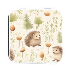 Hedgehog Mushroom Square Metal Box (black) by Ndabl3x