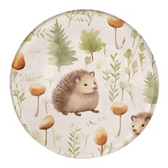 Hedgehog Mushroom Round Glass Fridge Magnet (4 Pack) by Ndabl3x