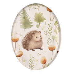 Hedgehog Mushroom Oval Glass Fridge Magnet (4 Pack) by Ndabl3x