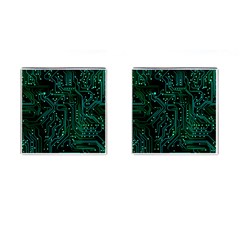 Circuits Circuit Board Green Cufflinks (square)