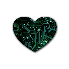 Circuits Circuit Board Green Rubber Heart Coaster (4 Pack) by Ndabl3x